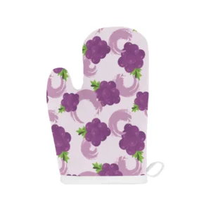 Cute Grape Pattern Heat Resistant Oven Mitts Pot Holders Set