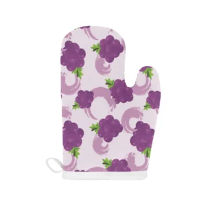 Cute Grape Pattern Heat Resistant Oven Mitts Pot Holders Set