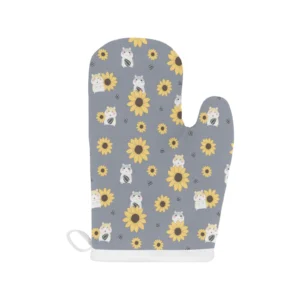 Cute Hamster Sunflower Pattern Background Heat Resistant Oven Mitts Pot Holders Set