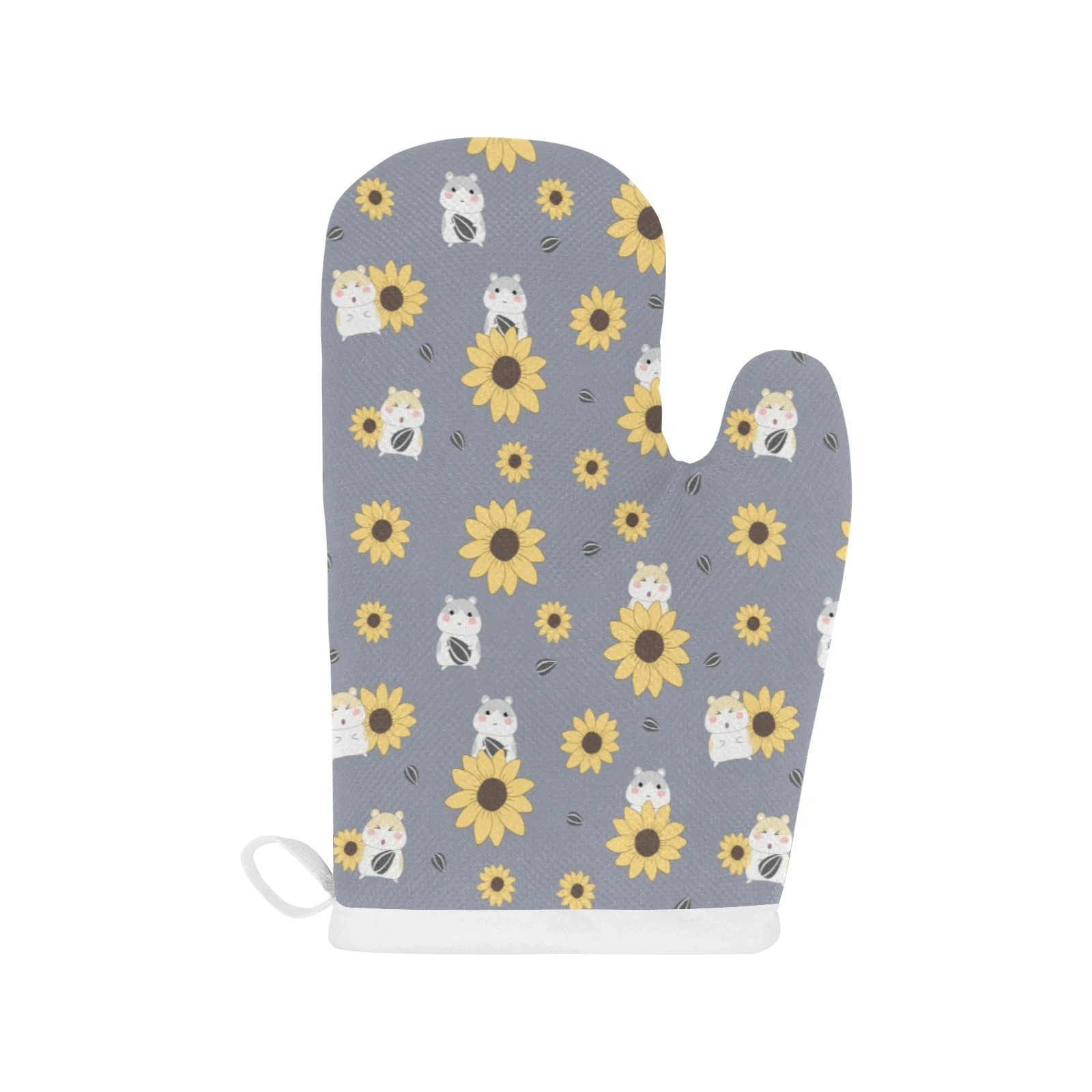 Cute Hamster Sunflower Pattern Background Heat Resistant Oven Mitts Pot Holders Set Cute Hamster Sunflower Pattern Background Heat Resistant Oven Mitts Pot Holders Set