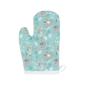 Cute Koalas Blue Background Pattern Heat Resistant Oven Mitts Pot Holders Set