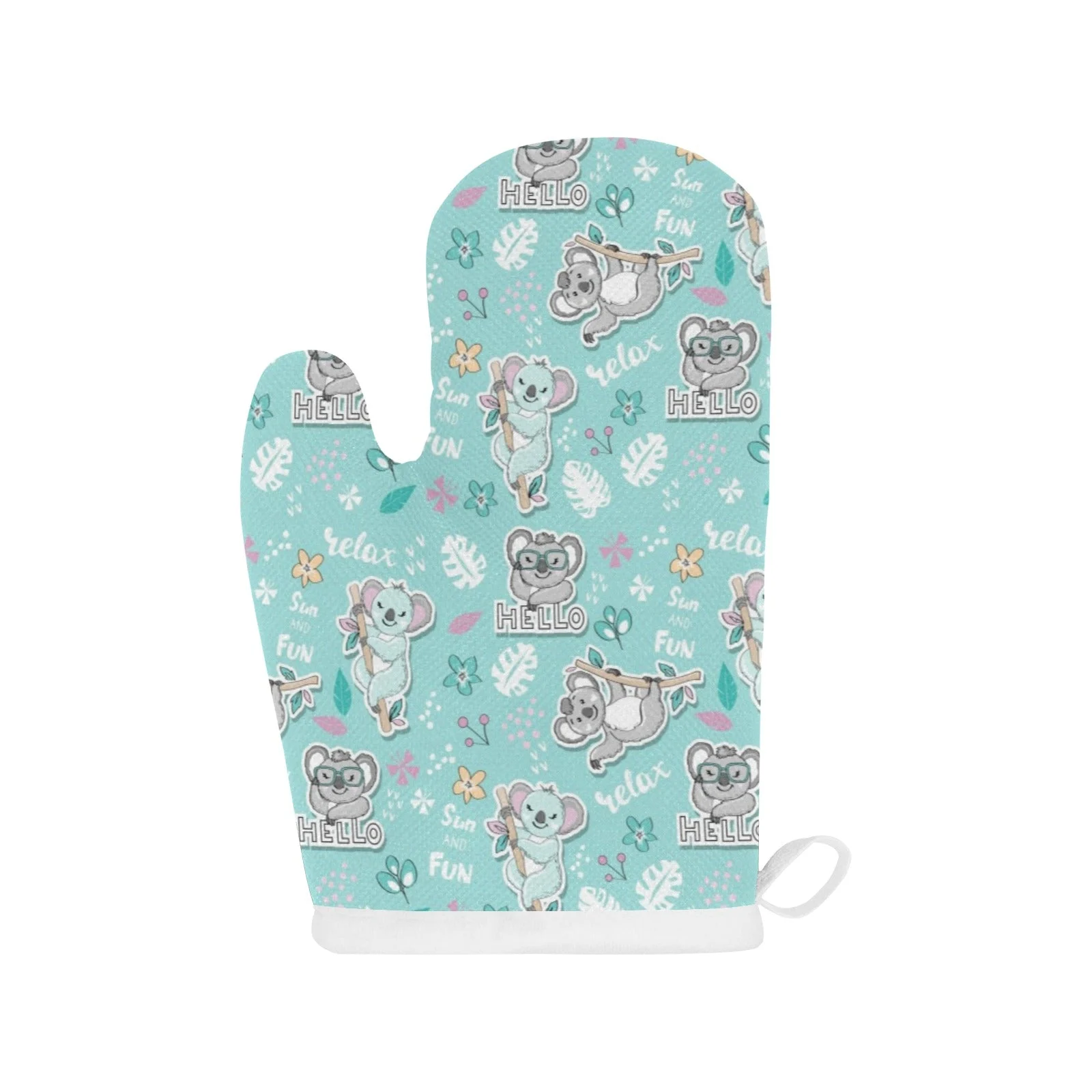 Cute Koalas Blue Background Pattern Heat Resistant Oven Mitts Pot Holders Set Cute Koalas Blue Background Pattern Heat Resistant Oven Mitts Pot Holders Set