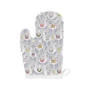 Cute Llama Alpaca Pattern Heat Resistant Oven Mitts Pot Holders Set