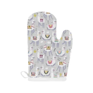 Cute Llama Alpaca Pattern Heat Resistant Oven Mitts Pot Holders Set