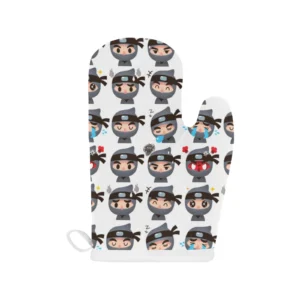 Cute Ninja Design Pattern Heat Resistant Oven Mitts Pot Holders Set