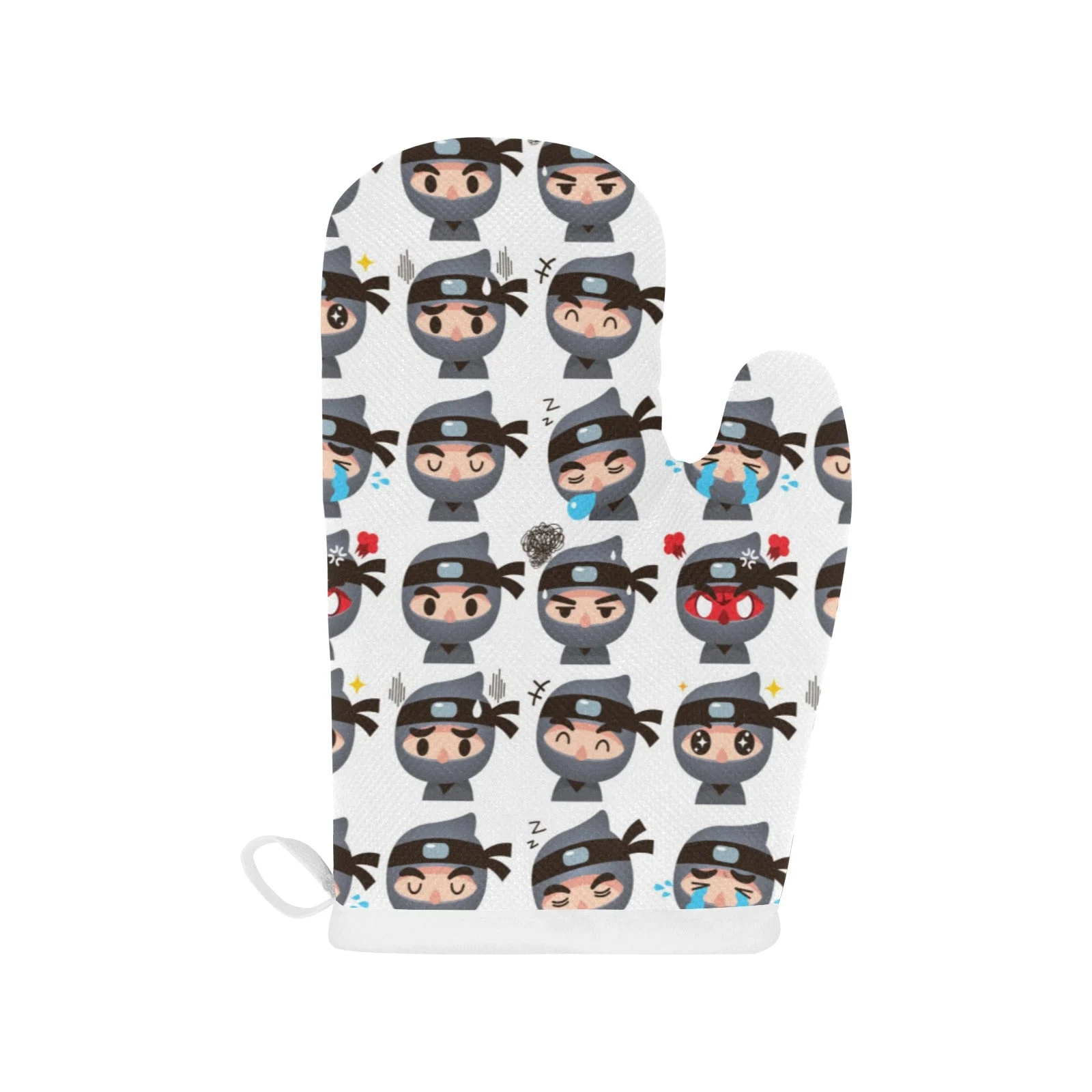 Cute Ninja Design Pattern Heat Resistant Oven Mitts Pot Holders Set Cute Ninja Design Pattern Heat Resistant Oven Mitts Pot Holders Set