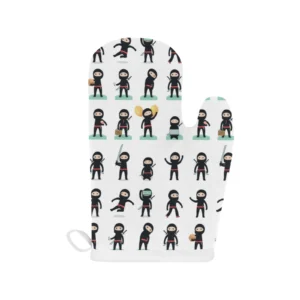 Cute Ninja Katana Sword Pattern Heat Resistant Oven Mitts Pot Holders Set