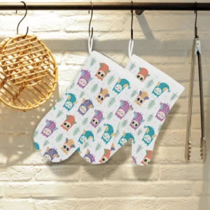 Cute Owl Pattern Heat Resistant Oven Mitts Pot Holders Set