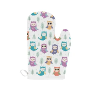 Cute Owl Pattern Heat Resistant Oven Mitts Pot Holders Set