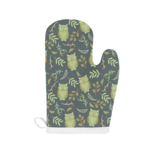 Cute Owls Leaves Pattern Heat Resistant Oven Mitts Pot Holders Set
