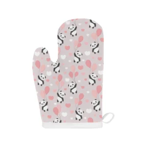 Cute Panda Balloon Heart Pattern Heat Resistant Oven Mitts Pot Holders Set