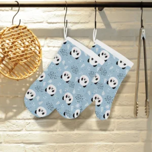 Cute Panda Pattern Heat Resistant Oven Mitts Pot Holders Set