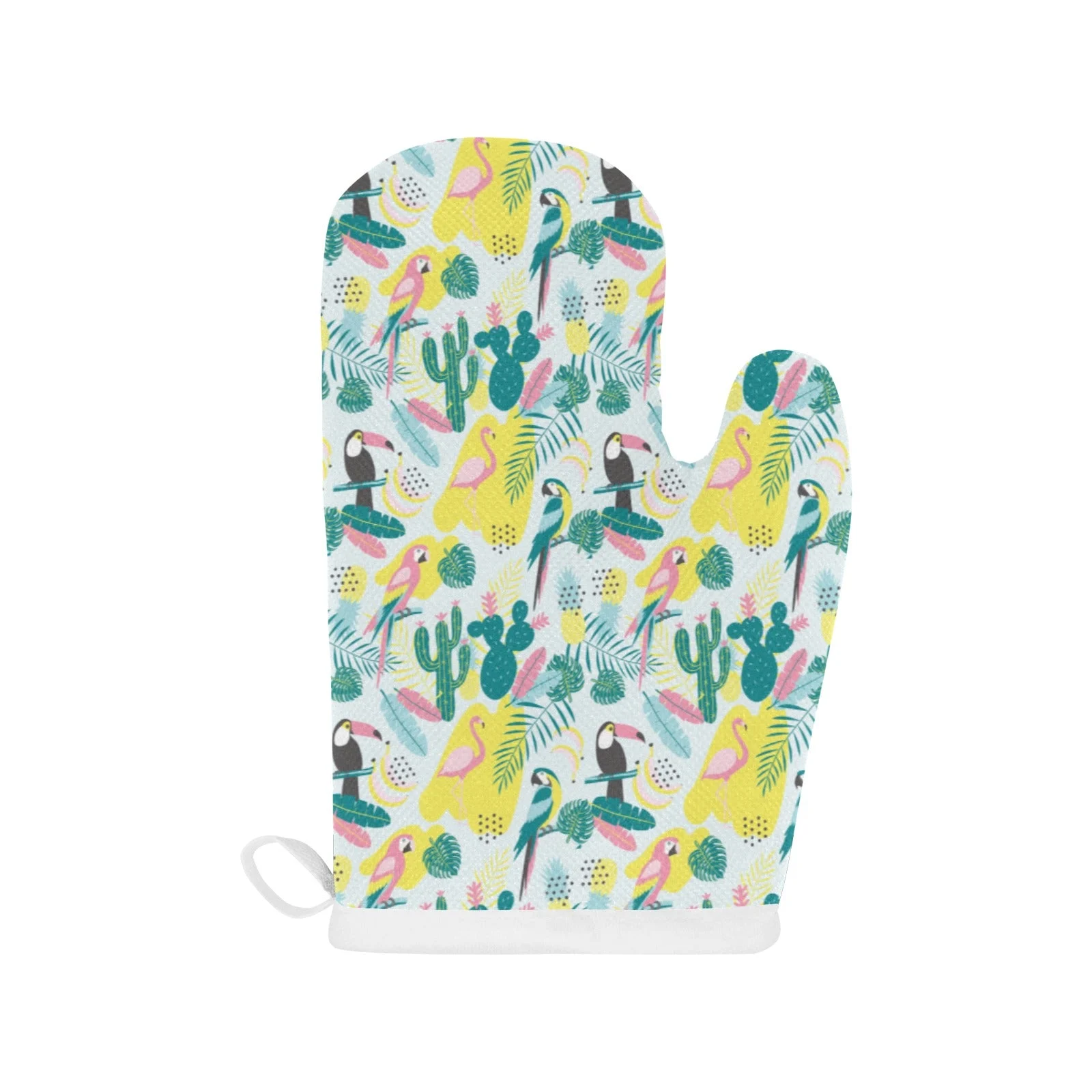 Cute Parrot Toucan Flamingo Cactus Exotic Leaves Heat Resistant Oven Mitts Pot Holders Set Cute Parrot Toucan Flamingo Cactus Exotic Leaves Heat Resistant Oven Mitts Pot Holders Set