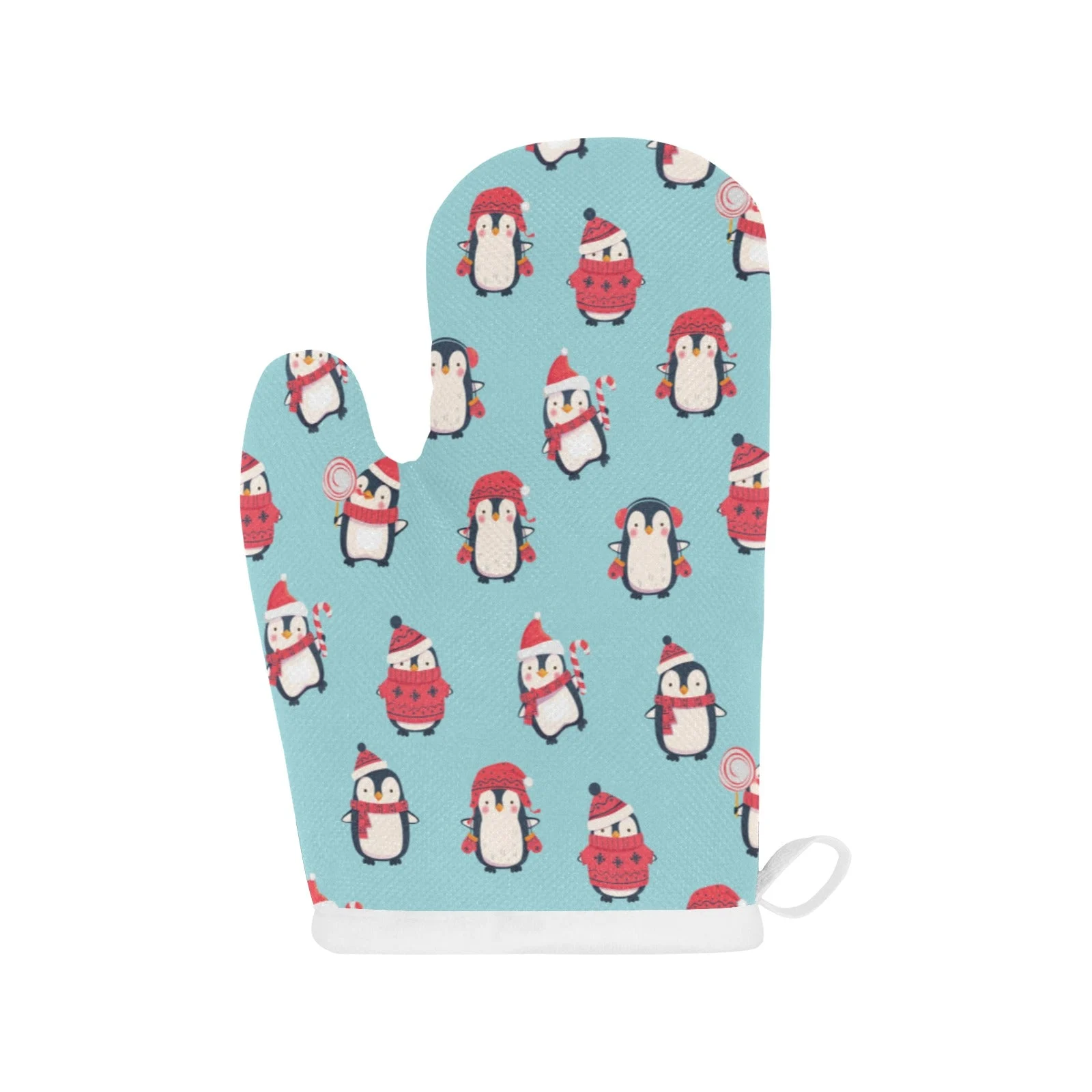 Cute Penguin Christmas Design Pattern Heat Resistant Oven Mitts Pot Holders Set Cute Penguin Christmas Design Pattern Heat Resistant Oven Mitts Pot Holders Set