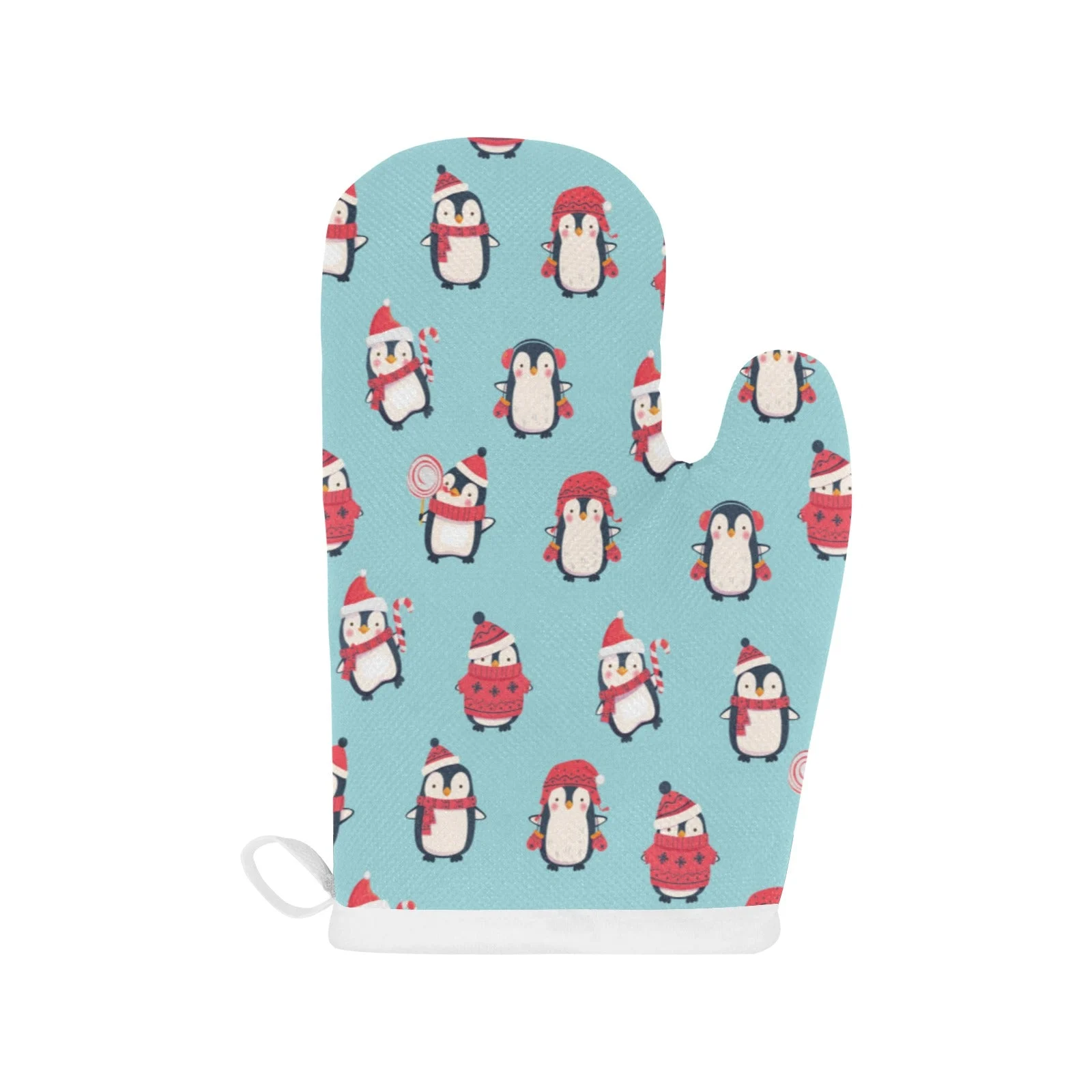 Cute Penguin Christmas Design Pattern Heat Resistant Oven Mitts Pot Holders Set Cute Penguin Christmas Design Pattern Heat Resistant Oven Mitts Pot Holders Set