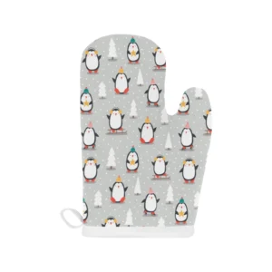 Cute Penguin Christmas Pattern Heat Resistant Oven Mitts Pot Holders Set