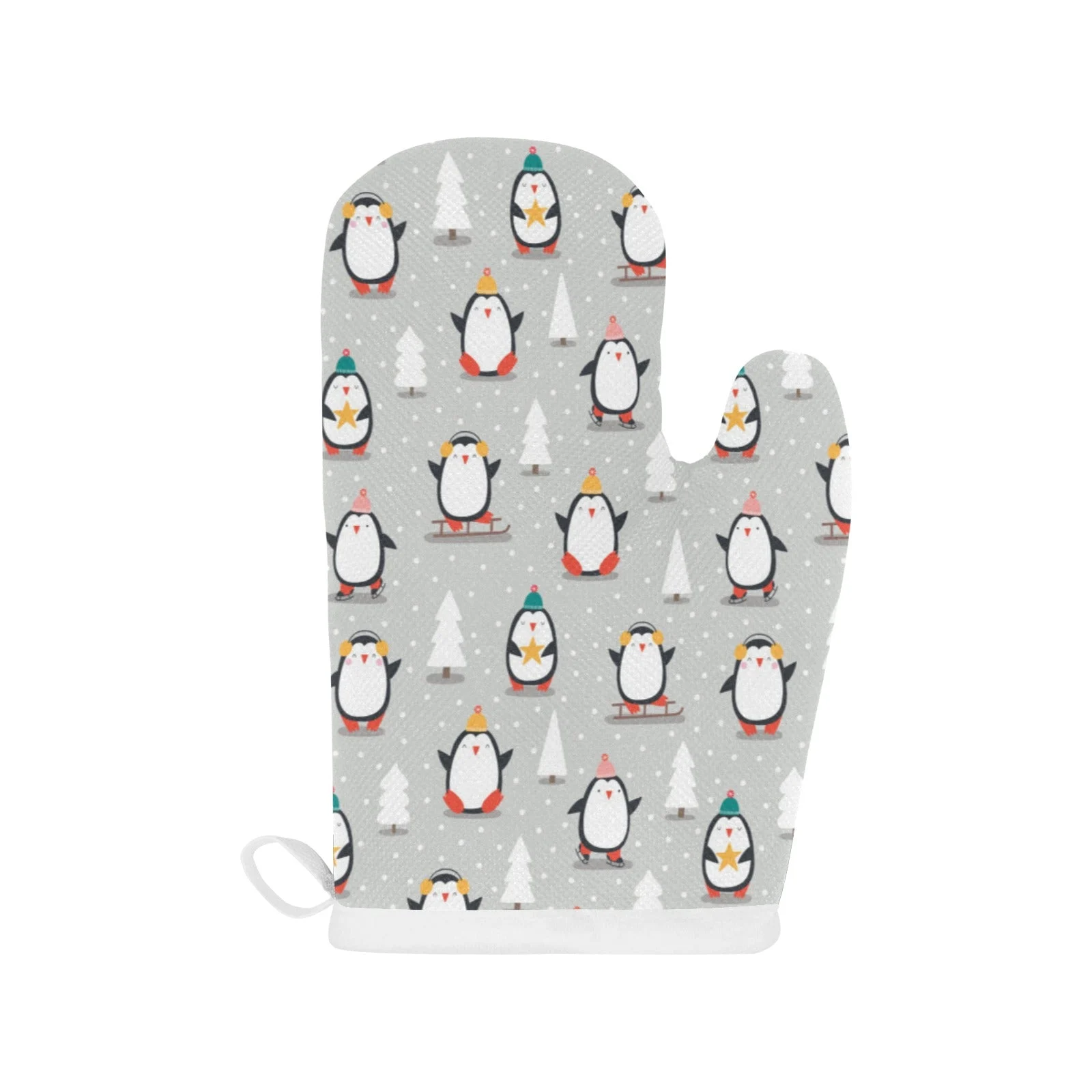 Cute Penguin Christmas Pattern Heat Resistant Oven Mitts Pot Holders Set Cute Penguin Christmas Pattern Heat Resistant Oven Mitts Pot Holders Set