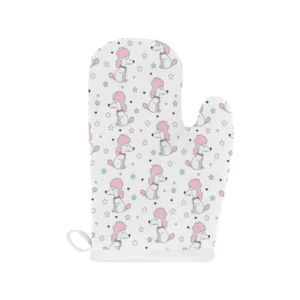 Cute Poodle Dog Star Pattern Heat Resistant Oven Mitts Pot Holders Set
