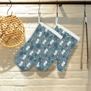 Cute Rabbit Pattern Heat Resistant Oven Mitts Pot Holders Set