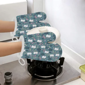 Cute Rabbit Pattern Heat Resistant Oven Mitts Pot Holders Set