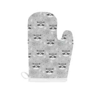 Cute Raccoons Leaves Dot Heat Resistant Oven Mitts Pot Holders Set