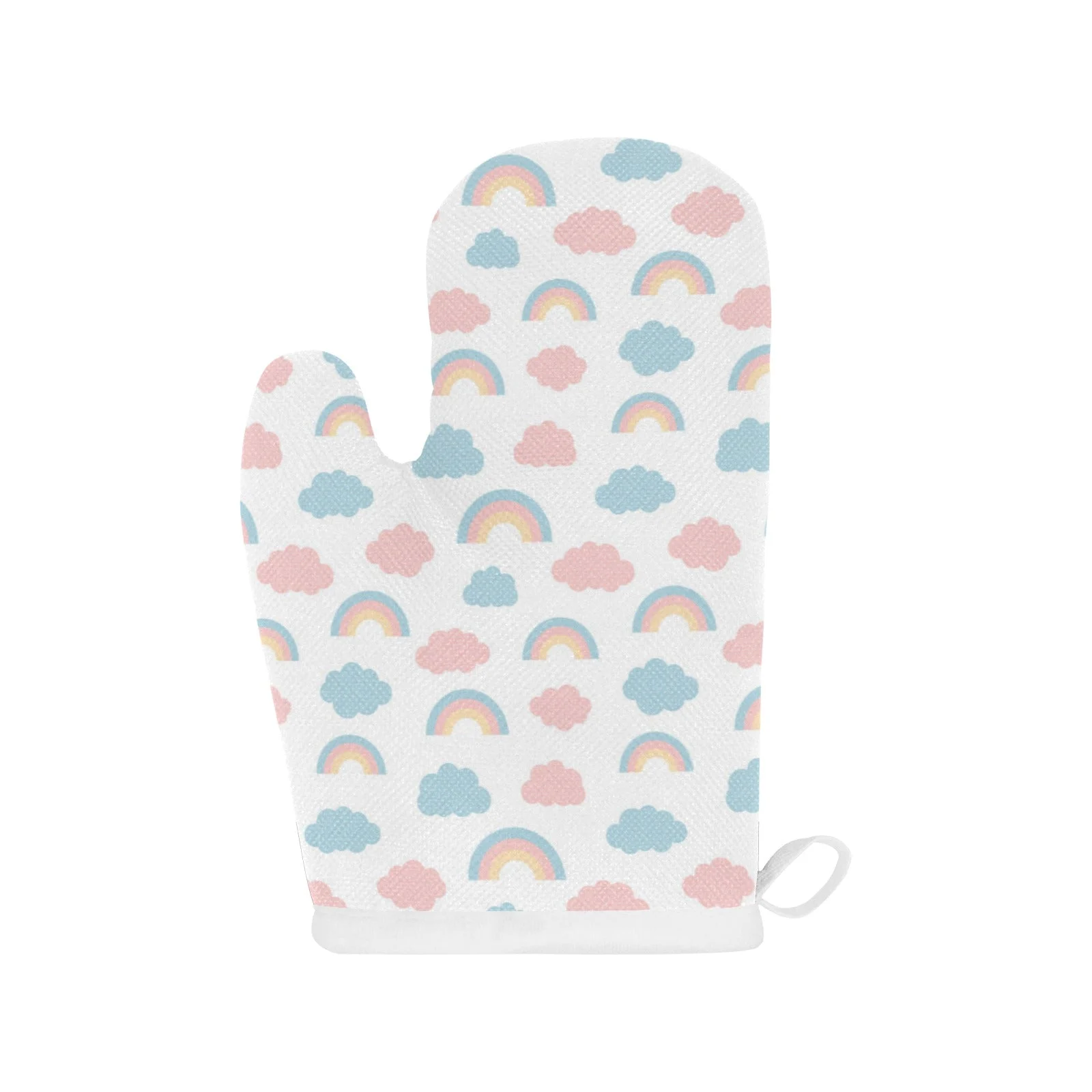Cute Rainbow Cloud Pattern Heat Resistant Oven Mitts Pot Holders Set Cute Rainbow Cloud Pattern Heat Resistant Oven Mitts Pot Holders Set