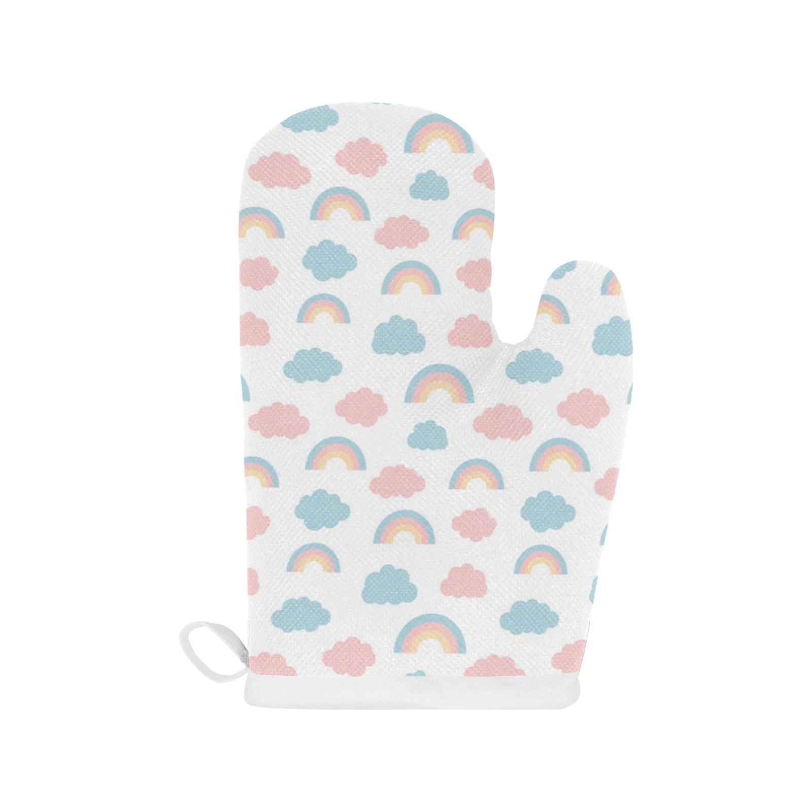 Cute Rainbow Cloud Pattern Heat Resistant Oven Mitts Pot Holders Set Cute Rainbow Cloud Pattern Heat Resistant Oven Mitts Pot Holders Set