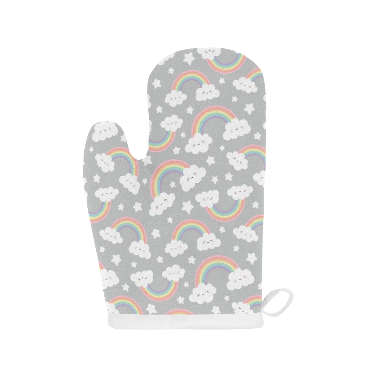 Cute Rainbow Cloud Star Pattern Heat Resistant Oven Mitts Pot Holders Set Cute Rainbow Cloud Star Pattern Heat Resistant Oven Mitts Pot Holders Set