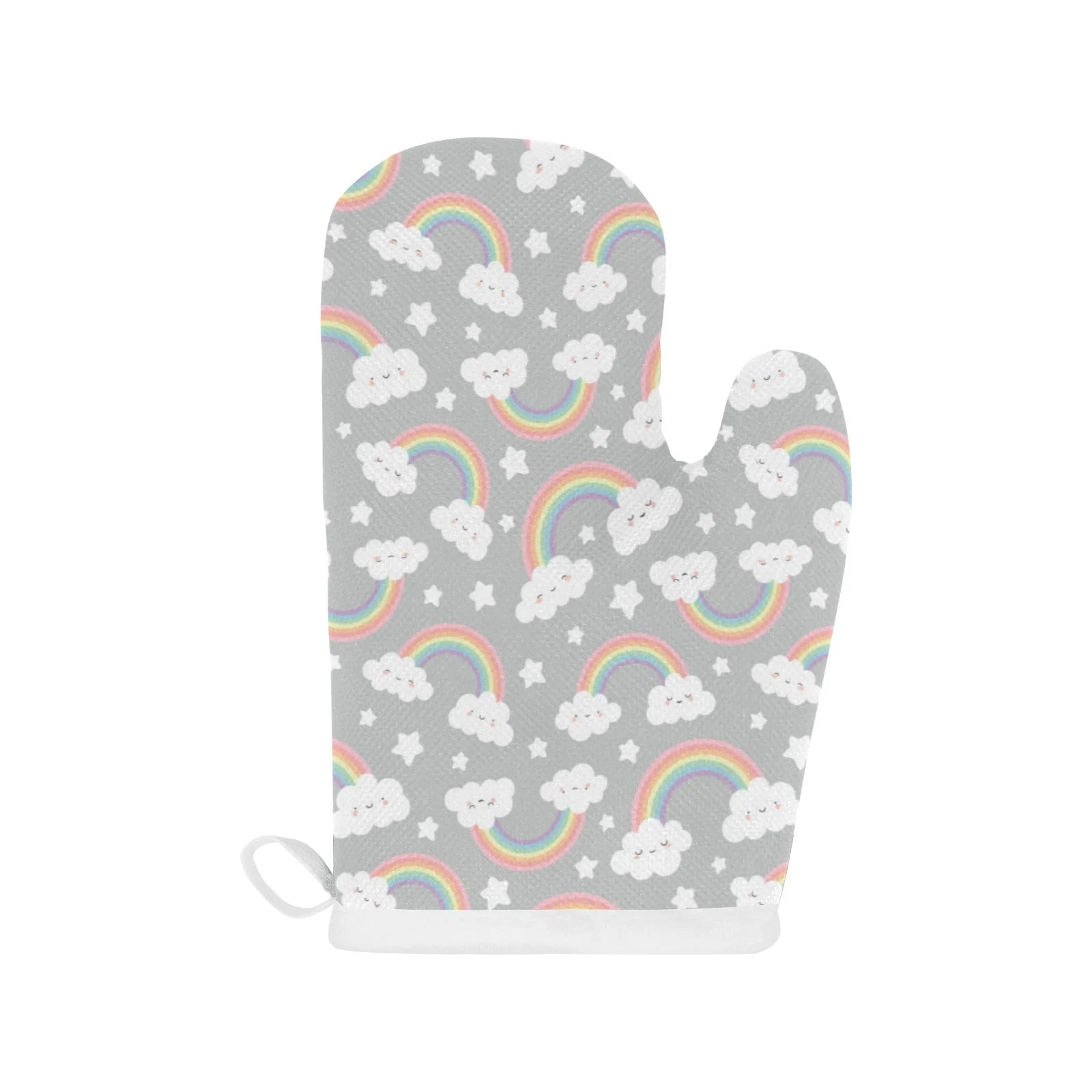 Cute Rainbow Cloud Star Pattern Heat Resistant Oven Mitts Pot Holders Set Cute Rainbow Cloud Star Pattern Heat Resistant Oven Mitts Pot Holders Set