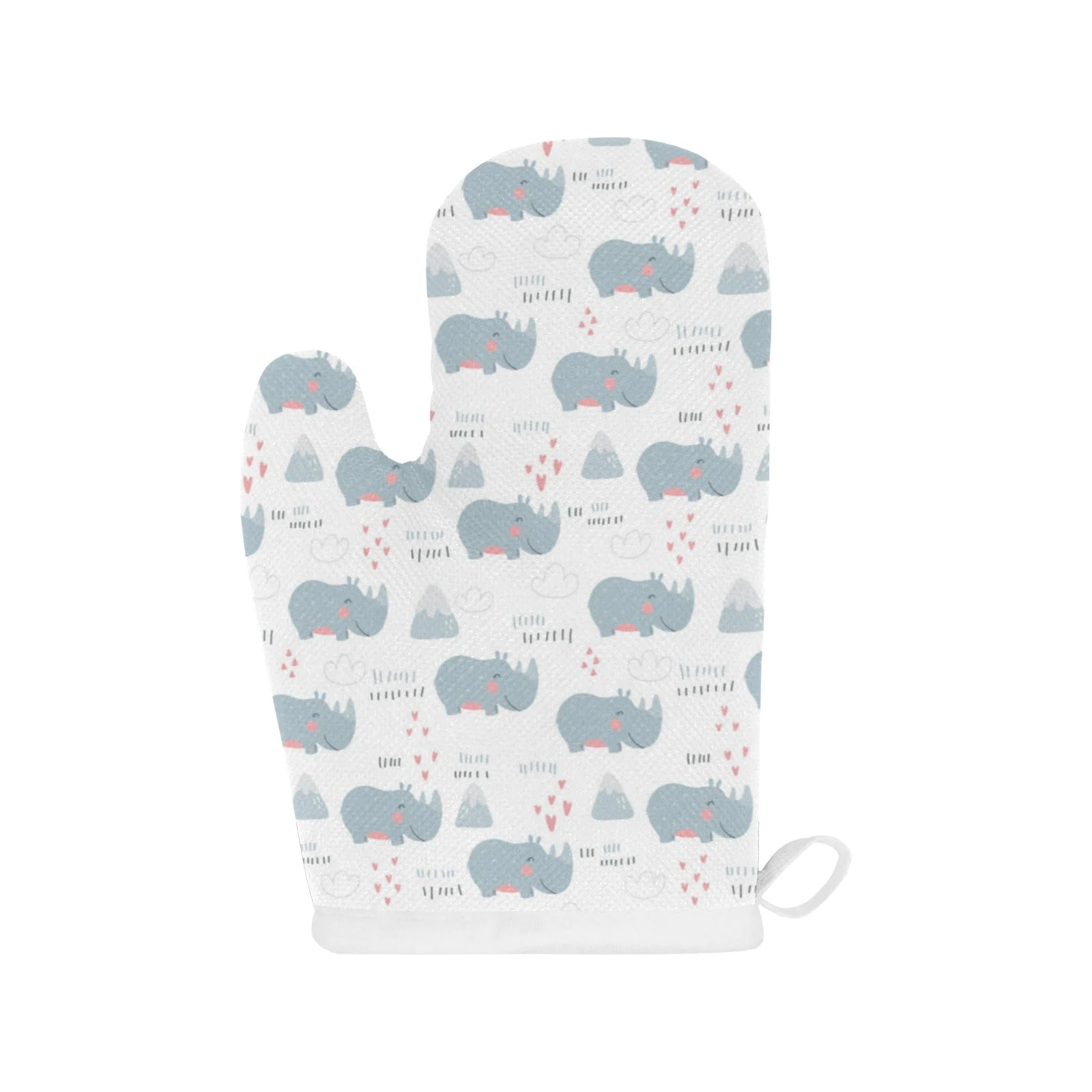 Cute Rhino Heart Pattern Heat Resistant Oven Mitts Pot Holders Set Cute Rhino Heart Pattern Heat Resistant Oven Mitts Pot Holders Set