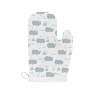 Cute Rhino Heart Pattern Heat Resistant Oven Mitts Pot Holders Set