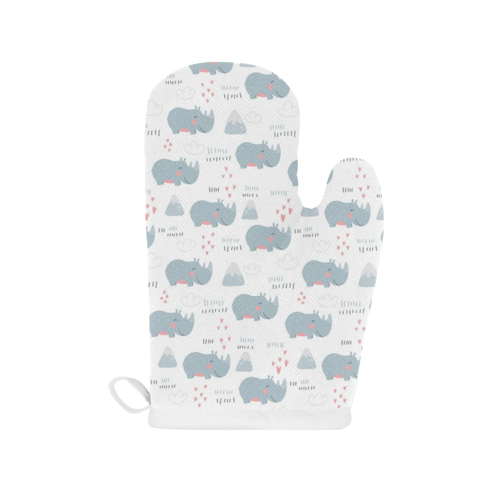Cute Rhino Heart Pattern Heat Resistant Oven Mitts Pot Holders Set Cute Rhino Heart Pattern Heat Resistant Oven Mitts Pot Holders Set