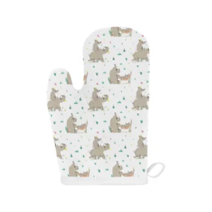 Cute Rhino Pattern Background Heat Resistant Oven Mitts Pot Holders Set
