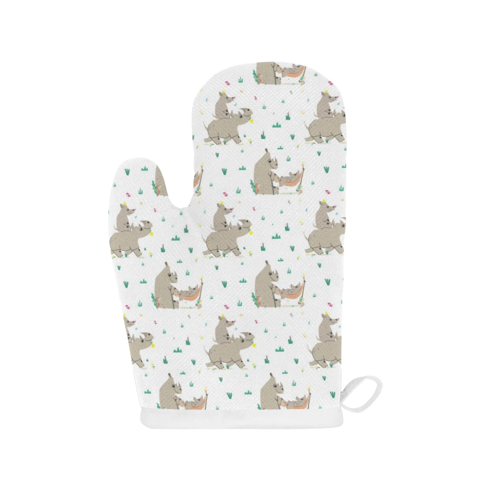 Cute Rhino Pattern Background Heat Resistant Oven Mitts Pot Holders Set Cute Rhino Pattern Background Heat Resistant Oven Mitts Pot Holders Set