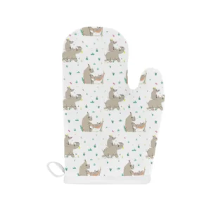 Cute Rhino Pattern Background Heat Resistant Oven Mitts Pot Holders Set
