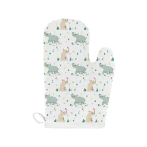 Cute Rhino Pattern Heat Resistant Oven Mitts Pot Holders Set