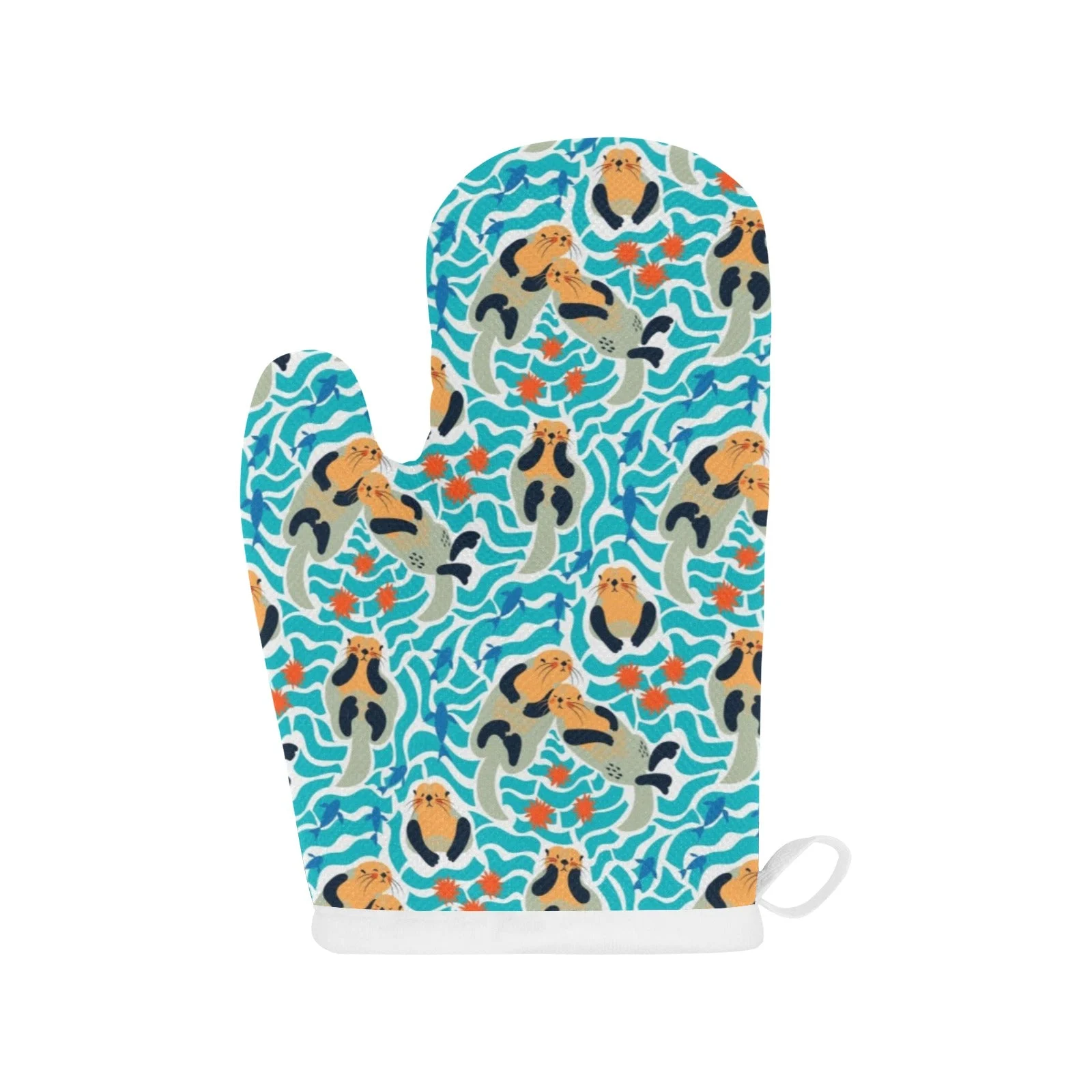 Cute Sea Otters Fish Sea Urchin Pattern Heat Resistant Oven Mitts Pot Holders Set Cute Sea Otters Fish Sea Urchin Pattern Heat Resistant Oven Mitts Pot Holders Set