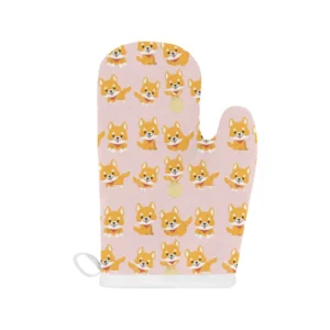 Cute Shiba Inu Dog Pattern Heat Resistant Oven Mitts Pot Holders Set