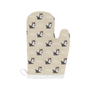 Cute Siberian Husky Heat Resistant Oven Mitts Pot Holders Set
