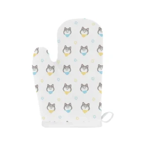 Cute Siberian Husky Pattern Heat Resistant Oven Mitts Pot Holders Set