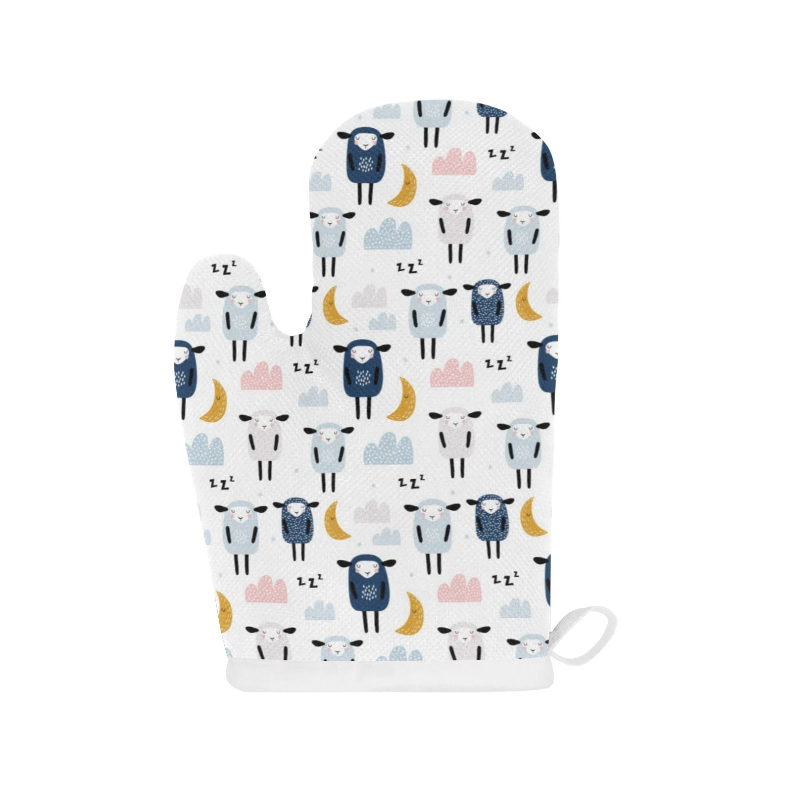 Cute Sleeping Sheep Moon Cloud Pattern Heat Resistant Oven Mitts Pot Holders Set Cute Sleeping Sheep Moon Cloud Pattern Heat Resistant Oven Mitts Pot Holders Set
