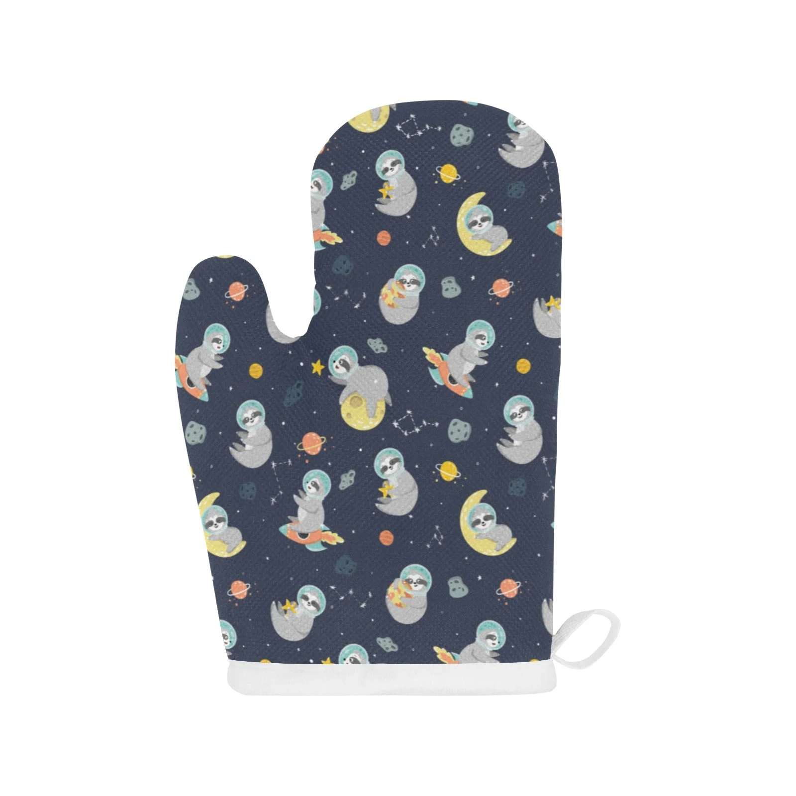 Cute Sloth Astronaut Star Planet Rocket Pattern Heat Resistant Oven Mitts Pot Holders Set Cute Sloth Astronaut Star Planet Rocket Pattern Heat Resistant Oven Mitts Pot Holders Set