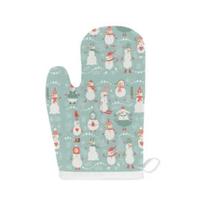 Cute Snowman Pattern Heat Resistant Oven Mitts Pot Holders Set