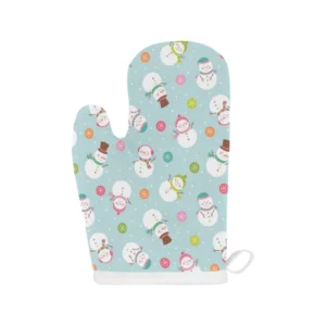 Cute Snowman Snowflake Pattern Heat Resistant Oven Mitts Pot Holders Set
