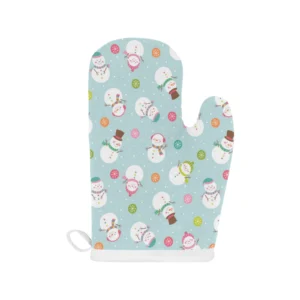 Cute Snowman Snowflake Pattern Heat Resistant Oven Mitts Pot Holders Set
