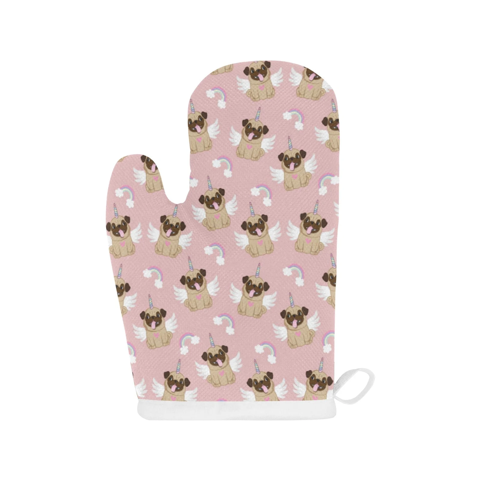 Cute Unicorn Pug Pattern Heat Resistant Oven Mitts Pot Holders Set Cute Unicorn Pug Pattern Heat Resistant Oven Mitts Pot Holders Set