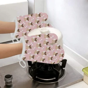 Cute Unicorn Pug Pattern Heat Resistant Oven Mitts Pot Holders Set