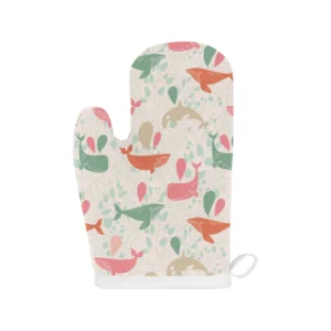 Cute Whale Pattern Heat Resistant Oven Mitts Pot Holders Set