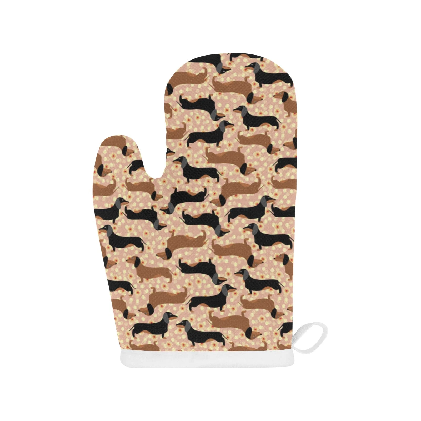 Dachshund Floral Background Heat Resistant Oven Mitts Pot Holders Set Dachshund Floral Background Heat Resistant Oven Mitts Pot Holders Set
