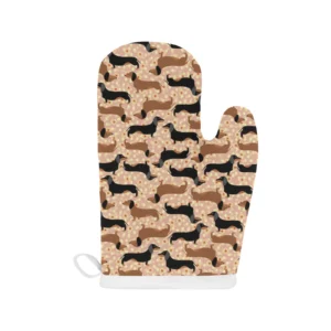 Dachshund Floral Background Heat Resistant Oven Mitts Pot Holders Set